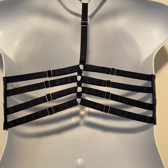 Thistle and Spire Embroidered Mesh Bralette - Denim and Green NWT - Picture 4 of 5